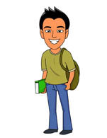 teenage boy with bag book